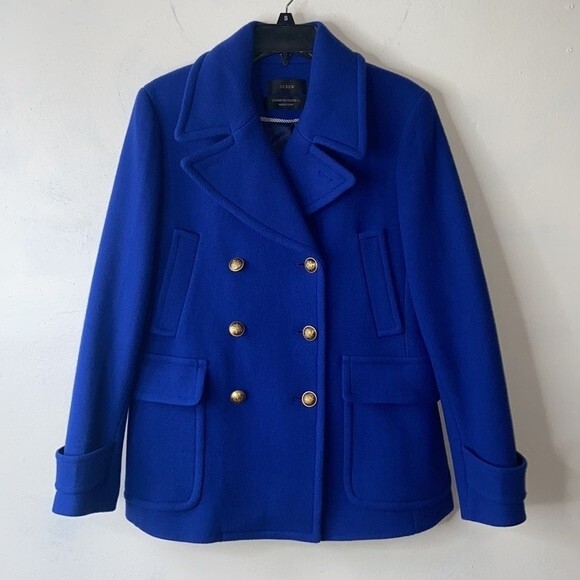J. Crew Women Majesty Peacoat Stadium Cloth Nello Gori Deep Pacific Wool C8554